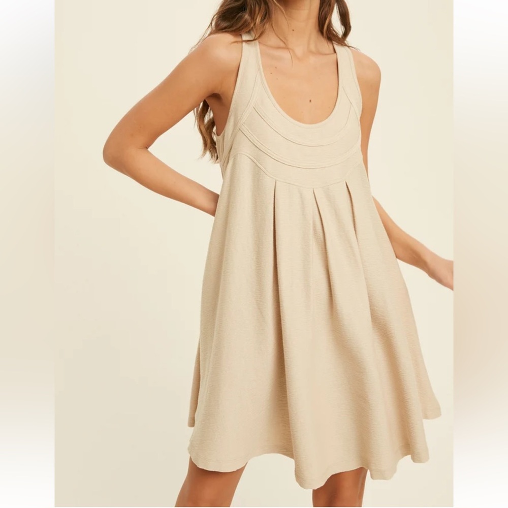 Beige Sleeveless Midi Dress